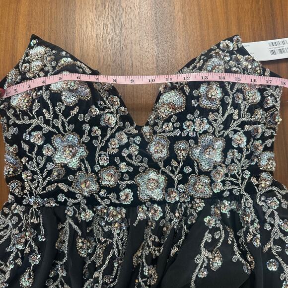 Jovani Black Strapless High Slit Evening Gown 23937, $1500 msrp, SIZE 16 NWT - Picture 9 of 13